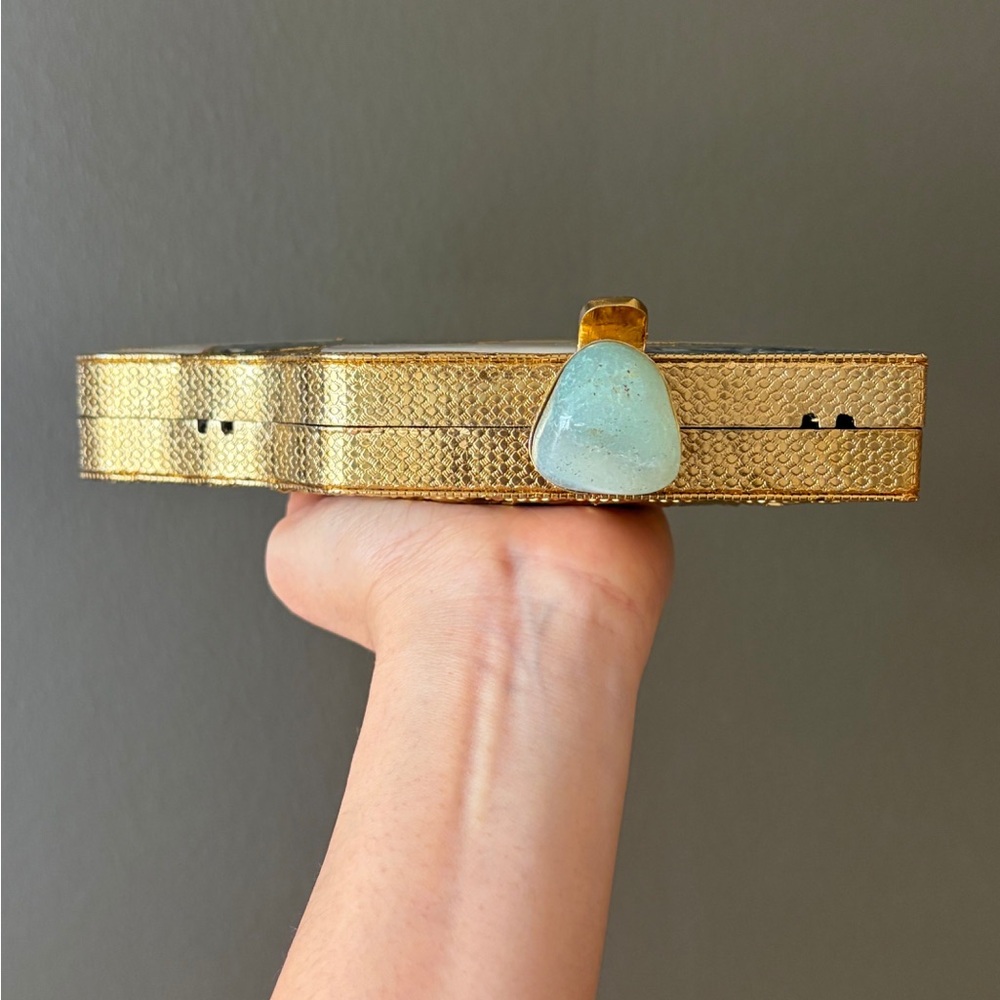 Mosaic Shell Clutch with Gold Accents - Picture 2 of 10